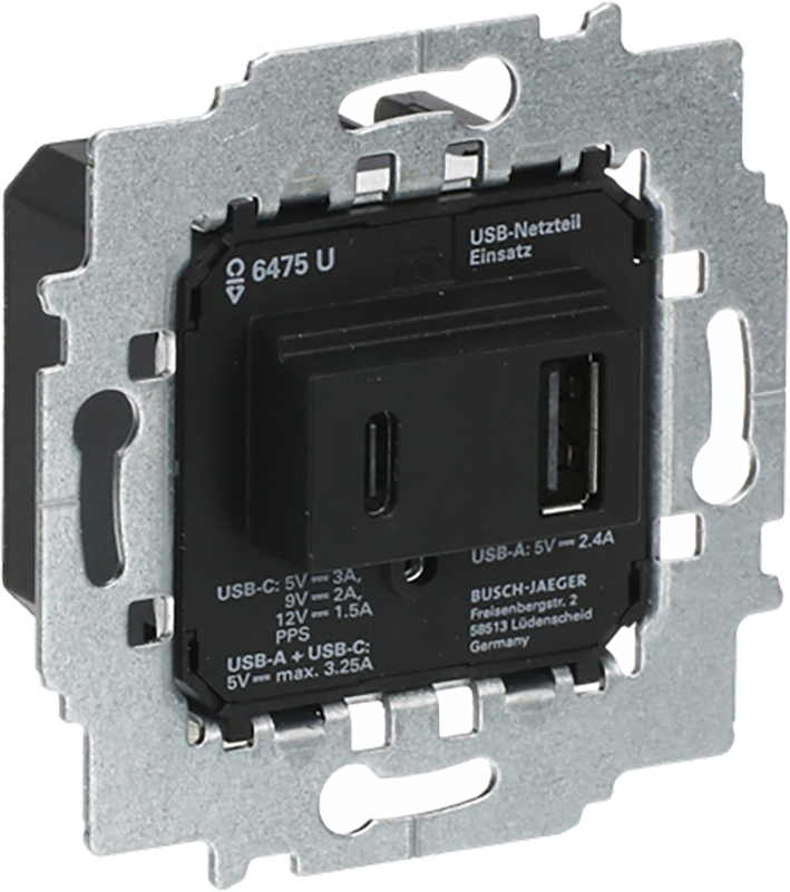 BJ 6475 U Netvoedingssokkel USB-A + USB-C 3000m