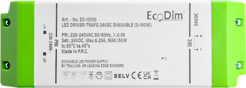 ECO-DIM ED-10100 primair dimbare driver 24V 0-150W